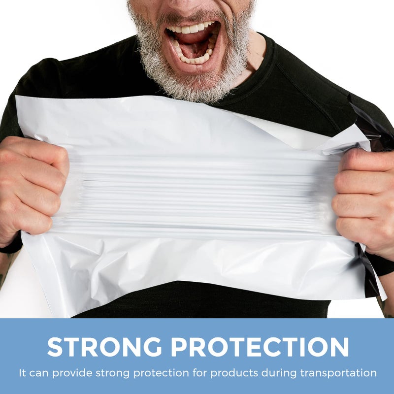 مترونيك Metronic Poly Mailers 9x12 200 حزمة أكياس شحن لاصقة قوية للملابس مغلفات شحن مقاومة للماء ومقاومة للتمزق أكياس بريدية بولي أكياس التعبئة والتغليف للشحن باللون الأبيض - Image 4
